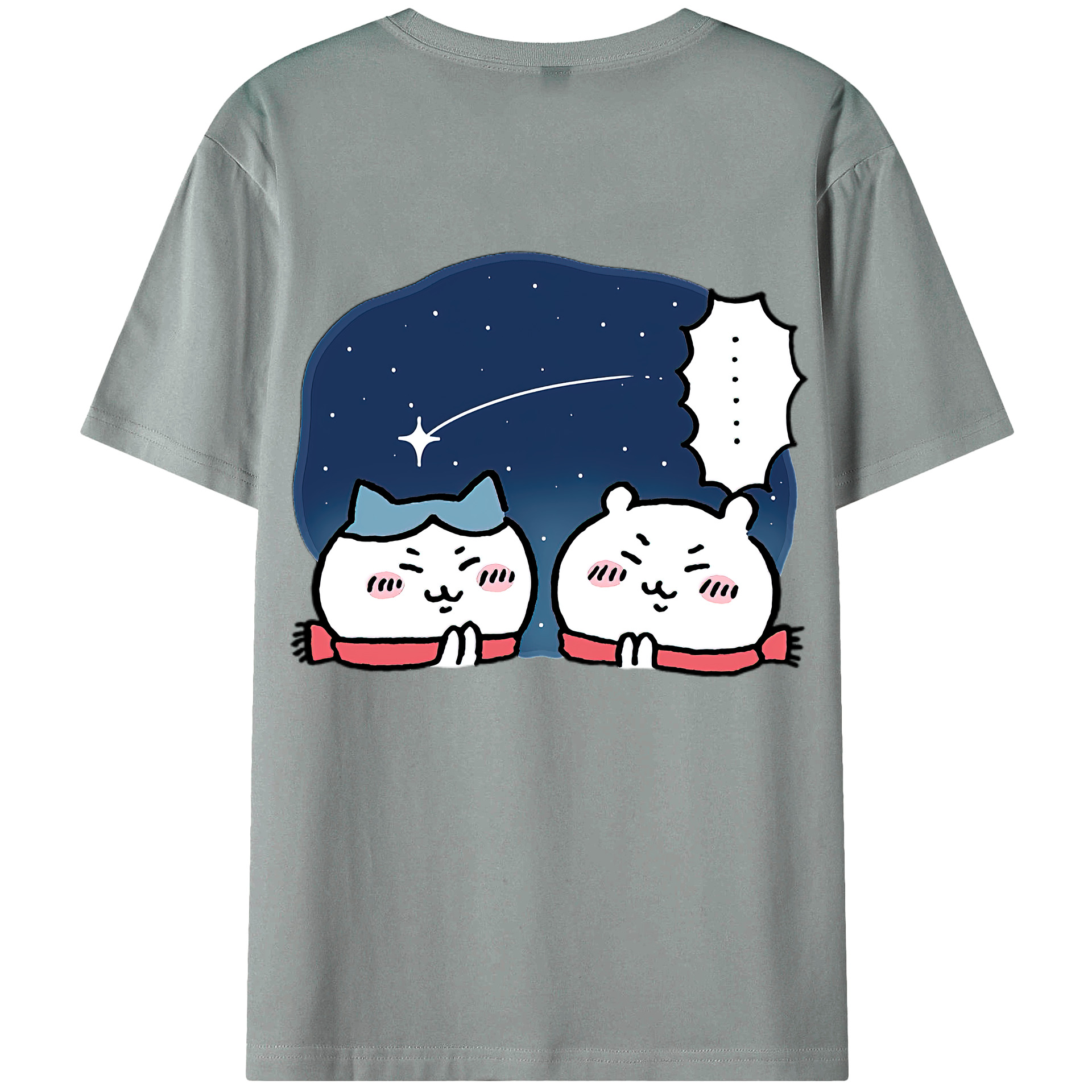 （画像用） ちいかわ ハチワレ Chii-kawa hachiware 綿100％ メンズ半袖Tシャツ（バックプリント） 通気性
